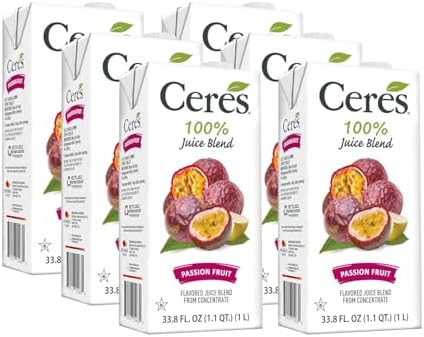 Ceres 100% All Natural Pure Fruit Juice Blend - Delicious Passion Fruit Edition - Rich in Vitamin C, No Added Sugar or Preservatives, Cholesterol and Gluten Free - 33.8 Fl Oz (Pack of 6)