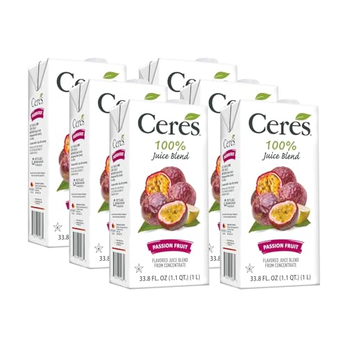 Ceres 100% All Natural Pure Fruit Juice Blend - Delicious Passion Fruit Edition - Rich in Vitamin C, No Added Sugar or Preservatives, Cholesterol Free, Gluten Free - 33.8 FL OZ (Pack of 6)