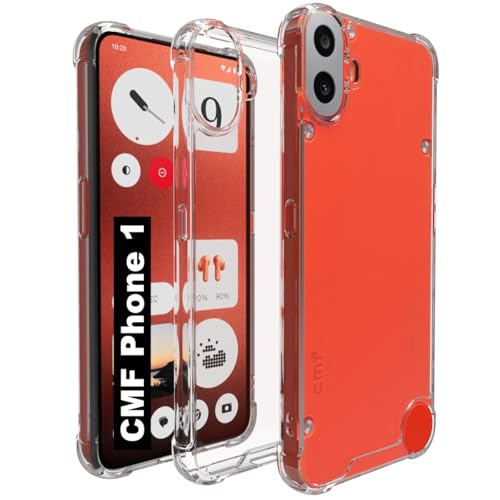 Image of RIGGEAR Shockproof Clear Hybrid Armor Back Cover Case with Airbag Corners Compatible with CMF Phone 1 /CMF by Nothing Phone 1 (Transparent PC and TPU Bumper)