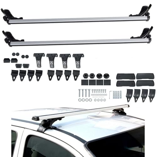 48 Inch Universal Car Top Roof Cross Bar Luggage Cargo Rack with 3 Kinds Clamp Silver Aluminum