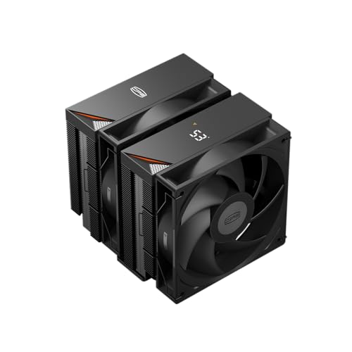 CPS RT620 Pro Digital BK CPU-Kühler mit Digitalanzeige, TDP265W 6 x Heizrohre, 2 x 120 mm FDB-Lüfter, CPU-Luftkühler für AMD AM4/AM5, Intel LGA 115X/1200/1700/1851