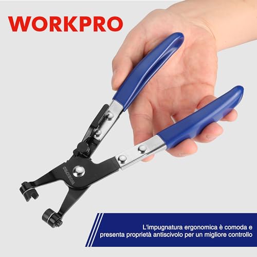 Workpro Pinza Per Fascette Stringitubo, Pinza Per Fascette Per Auto, Strumento Con Fascia Piatta Rotante Per La Rimozione E L'installazione Di Fascette A Molla Per Tubi Automobilistici - 6