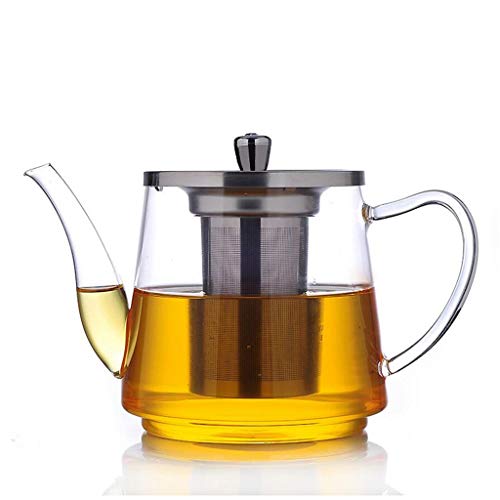 Teekanne Kochfeld Teekessel Glas 1.2L Filter Hitzebeständiger Durchsichtiger Kocher mit Wassererwärmung Direkter Brandgas 6,5 * 14 * 11cm MUMUJIN Cover