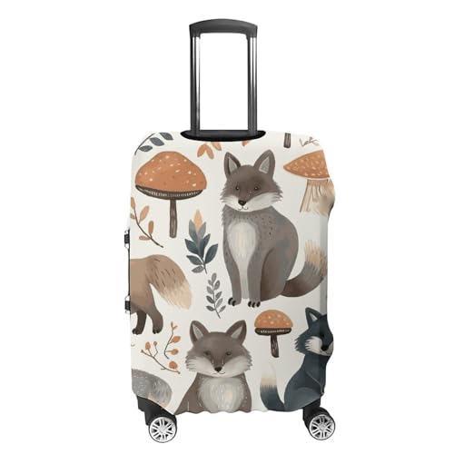Woodland Raccoon Animals Printed Luggage Cover Protector, Fits 18-32 Inch Luggage4