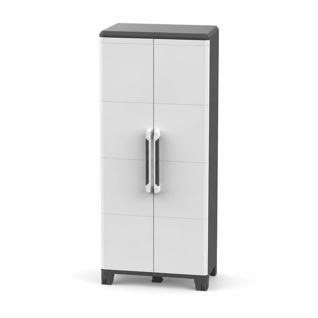 KREHER Gartenschrank Kunststoff IP43 XL abschließbare Türen Metallscharniere