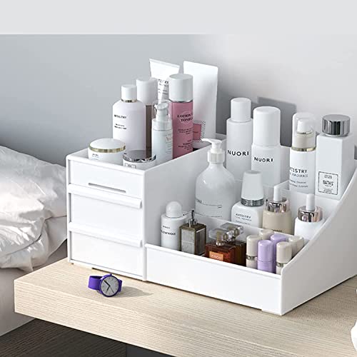 Image of mechdel Makeup Desk Organizer With Drawers, Bathroom Countertop Organizer for Cosmetics, Vanity Holder for Lipstick, Brushes, Lotions, Eyeshadow, Nail Polish and Jewelry (Makeup Desk Organizer -BIG)