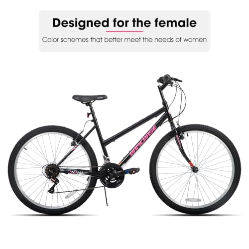 HILAND Bamcbase Womens Mountain Bike, 24 26 Inch 18 Speeds Hybrid Commuter Bicycle for Adults, Sport Hardtail Trail MTB - Additional View