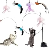 CALIYO katzenspielzeug, Interaktive Katzen Spielzeug, interaktives katzenspielzeug mit Anhänger lustigen Vögeln und Federn, intelligenzspielzeug für Katzen, Cat Toys, Mit starkem Saugnapf