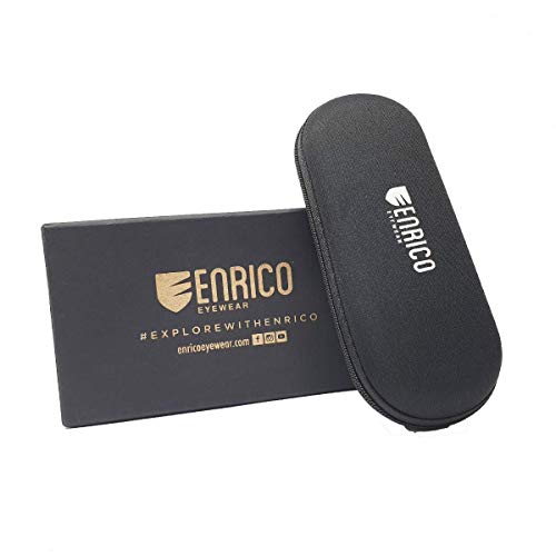 Image of Enrico Unisex Square Full Rim Bluno Blue Light Blocking Blue Cut Computer Glasses /Reading Glasses, Blue, Zero Power Glasses, with Blue Light Filter & Anti-glare for Eye Protection from UV Light by Laptop /Mobile Screen