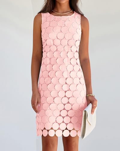 BTFBM Women Hollow Out Circle Embroidered Short Dresses Summer Casual Sleeveless Vacation Party Cocktail Tank Dress4