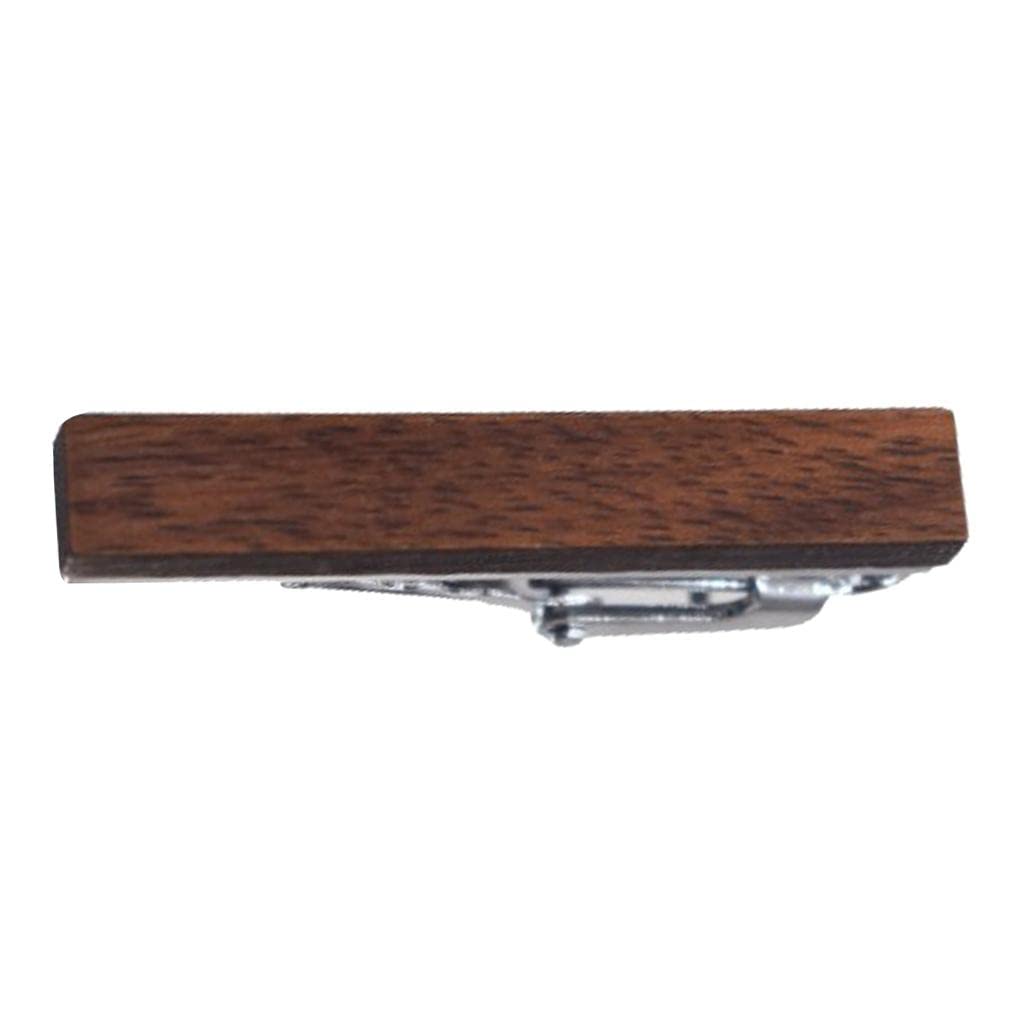 Mens Simple Wood Tie Clip Copper Fashion Necktie Clasp Tie Bar Walnut-image-38