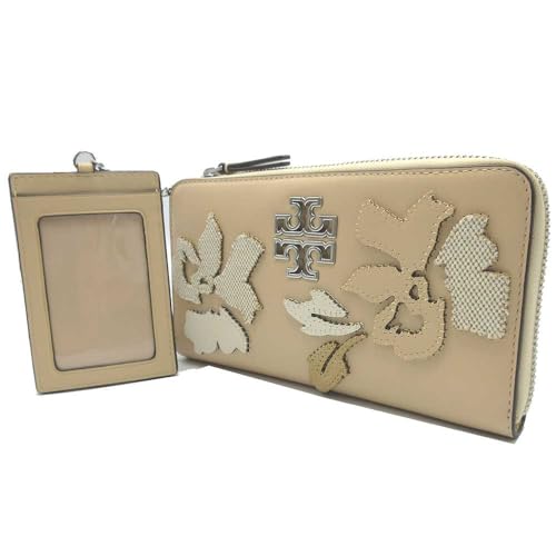 [トリーバーチ] 財布 長財布 ブリテン レザー フラワー アップリケ アコーディオン ジップアラウンド ラウンドファスナー メタルモチーフロゴ パスケース付き 156081 0724 123 (ベージュ系マルチ) アウトレット レディース [並行輸入品]