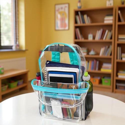 Image of Trail maker Clear Backpack Heavy Duty with Padded Straps, Side Pockets for Kids, Boys, Girls, School, Stadium Approved Events