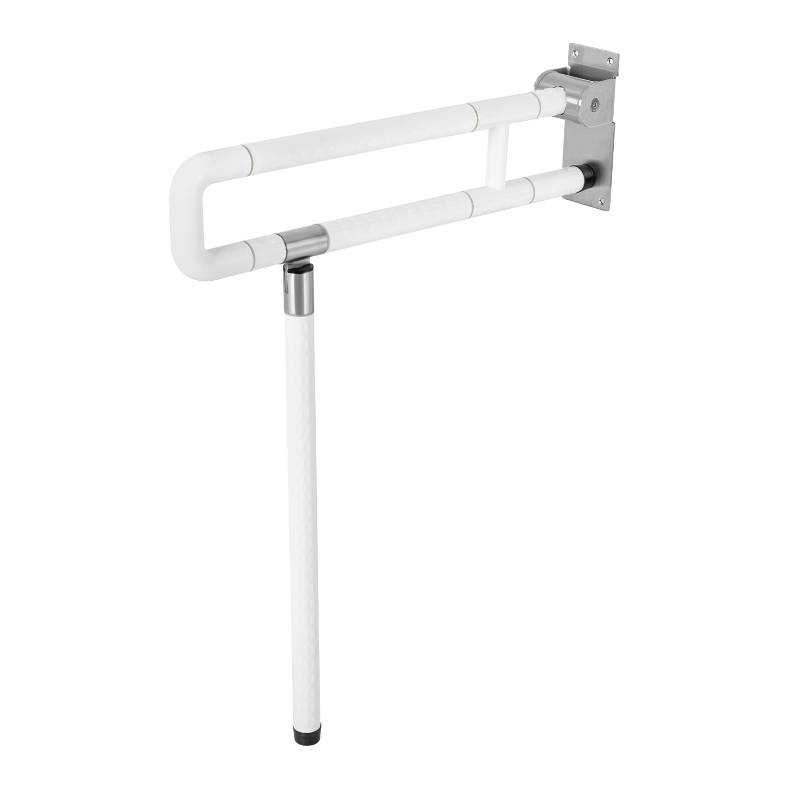 Barra de apoyo plegable de seguridad, barra de apoyo plegable para cuarto de baño, mango antideslizante, acero inoxidable, apoyabrazos PMR soporte de pared, plegable 180°, carga 100 kg, para inodoro