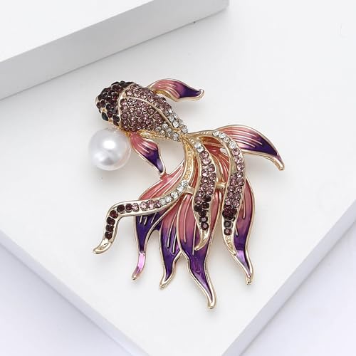 Image of Rhinestone Goldfish Brooches and Pins for Women Fashion Accessories Clothing Pins