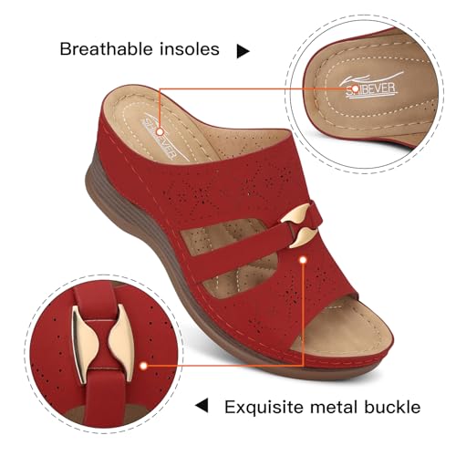 Image of SHIBEVER Wedge Sandals for Women Dressy: Comfortable Slip On Summer Sandal