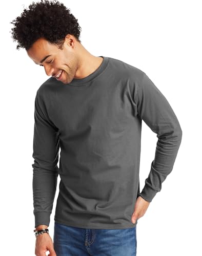 Image of Hanes Men's Beefy Long Sleeve Shirt, 1 or 2 Pack