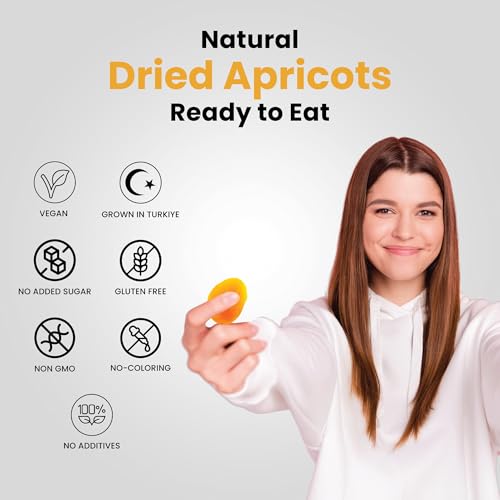 HARVEAST Turkish Jumbo Dried Apricots - Dehydrated Turkish Apricots - Tender & Sweet Whole Dried Fruits - Vegan Snack in Resealable Pack - Sugar Free, Non-GMO, Unsulfured, Gluten Free & Kosher (1 lb)