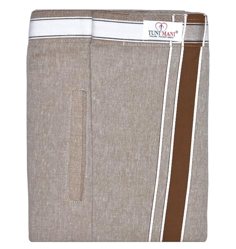 Image of TUNI MANI Kerala Style Men's Cotton Welcro Pocket Dhoti, Vesti /adjustable for all size (Single Dhoti)