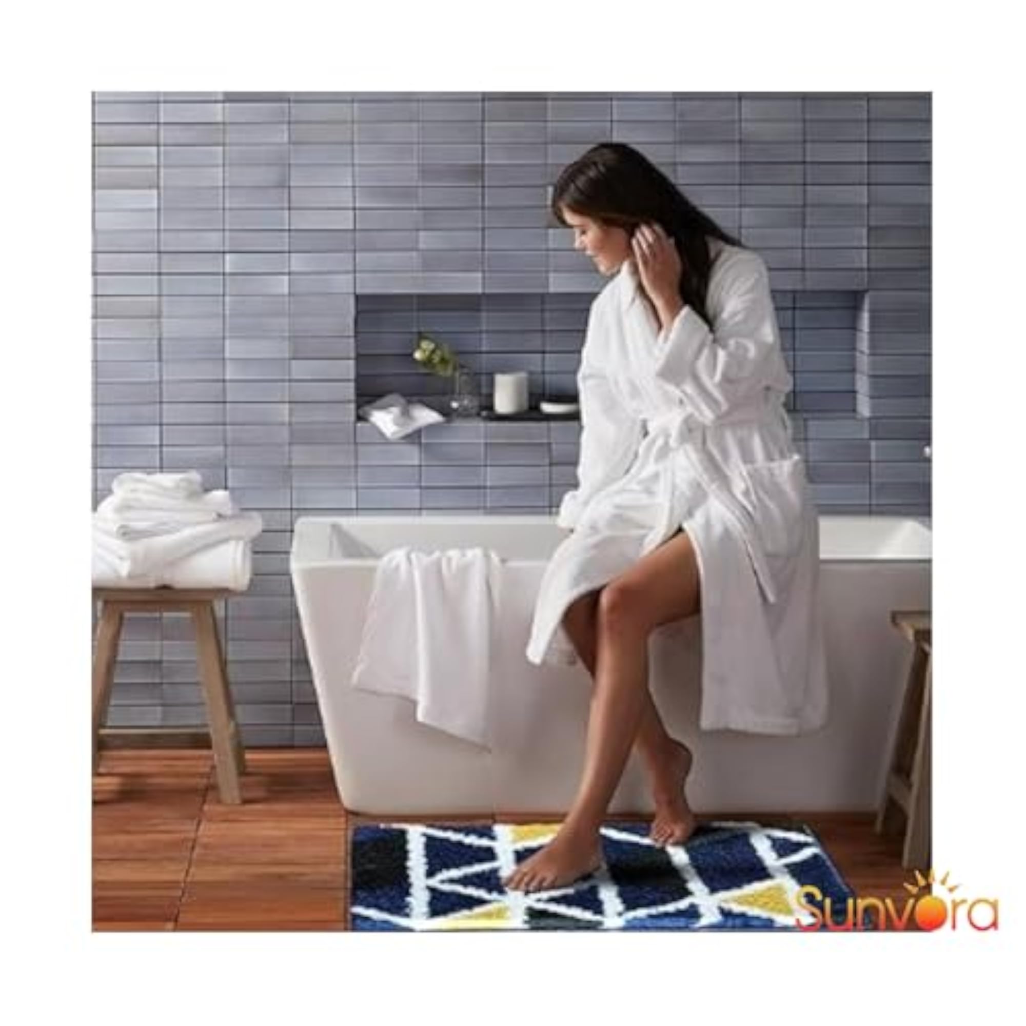 Super Soft Microfiber Anti Skid Bath Mat, Blue