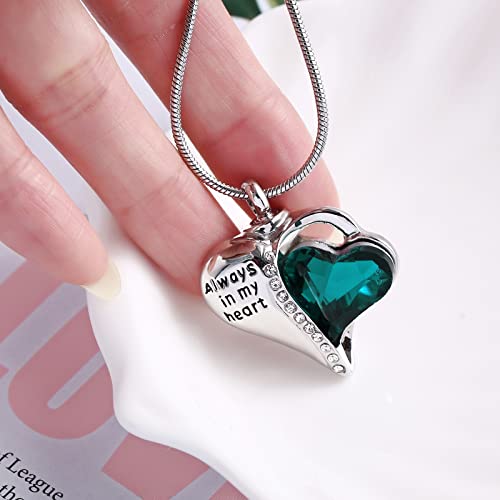 Urn Necklace for Ashes for Women, Cremation Jewelry for Ashes Cubic Zirconia Heart Locket Urn Pendant Necklace with Funnel Filler, Always in My Heart2