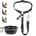 Kelivi Dog Car Seat Belt, 3-IN-1 Dog Seat Belt Pet Dog Seat Belts for Cars Headrest Restraint Hook Latch Bar Clip Buckle Tether for Large Medium Small Dogs With Dog Bowl