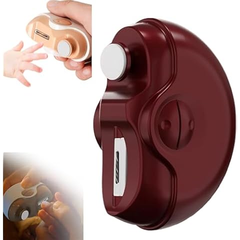 Electric Nail Clipper, 2024 USB Rechargeable Cordless Electric Nail File Kit 2 in 1 Electric Polishing Automatic Nail Clippers 2 Speeds Professional Manicure Pedicure Set with LED Light (Red) Cover