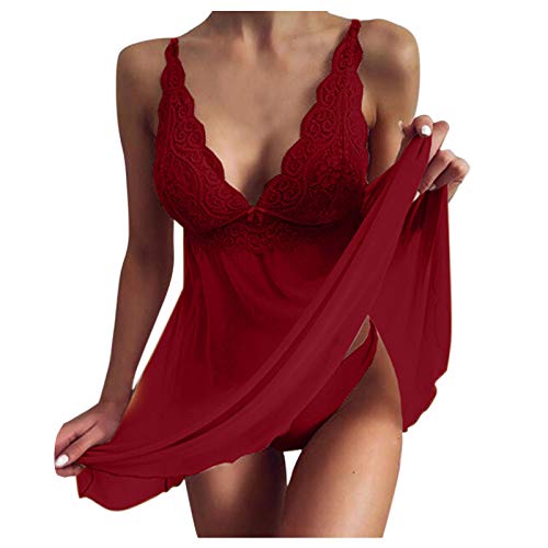 Blingko Morgenmantel Damen Leicht - mit G-String Sleepwear Reizwäsche Unregelmäßiger Hem Sexy Babydoll Reizwäsche Reizwäsche Dessous Sexy Wetlook Dessous Frauen Geschenke für Frauen
