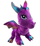 Teddy Mountain NY Dragon Heartbeat Voice Recorder Special Message Rhymes Recordable Stuffed Animal (Purple, 16 Inch Dragon)