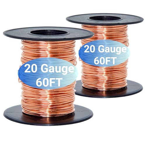Awilzzoe 120 Feet 20 Gauge 99.9% Pure Soft Copper Wire for Electroculture Gardening lants Supplies Beading Science Projects DIY Artwork Jewelry Making Craft Pure Bare Copper Wire 2Rolls
