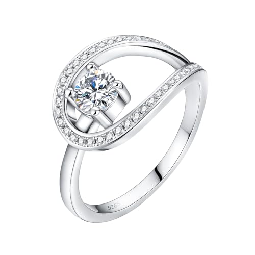 Moissanite Infinity Ring for Women 0.5ct Wedding/Engagement/Promise Ring 925 Sterling Silver D Color VVS1 Lab-Grown Solitaire Rings with GRA Certified Gift for Her