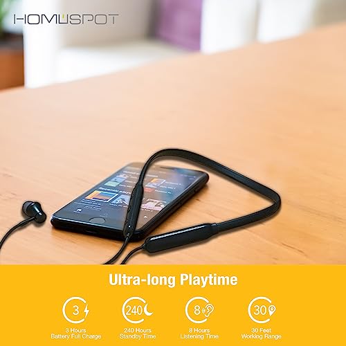 HomeSpot Neckband Wireless Earbuds aptX Low Latency Bluetooth 5.1 Headphones Qualcomm® CVC™ for Gym, Running, Gaming & Meeting Compatible with iPhone, Samsung Galaxy, Google - Image 4
