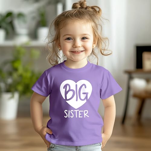 Image of Big Sister Shirt Heart Big Sister Announcement Shirt Toddler Girl Promoted Outfit Baby Girls tee