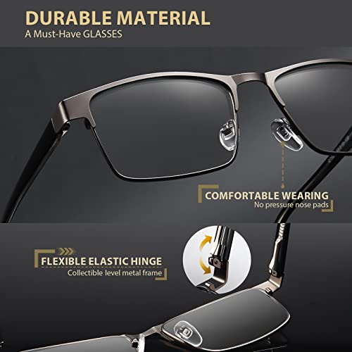 Iboann 3 Pack Computer Blue Light Glasses Men - Rectangle  Metal Frame For Women - Blocking Gaming Uv400 Ray #TOP3