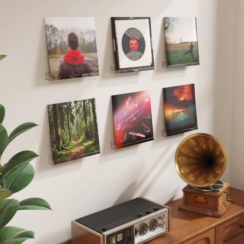 Image of Lifewit Narrow Acrylic Floating Shelves for Vinyl Record 12 inch, Clear 10 Pack