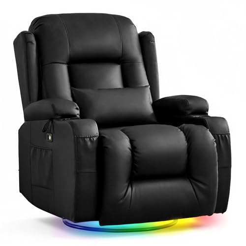 Sillón reclinable negro de cuero sintético