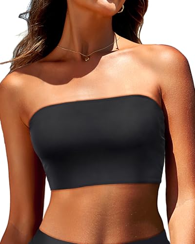 Bandeau Bikini Tops for Women - Strapless Swim Top Bathing Suit Tube Swimsuit Tops