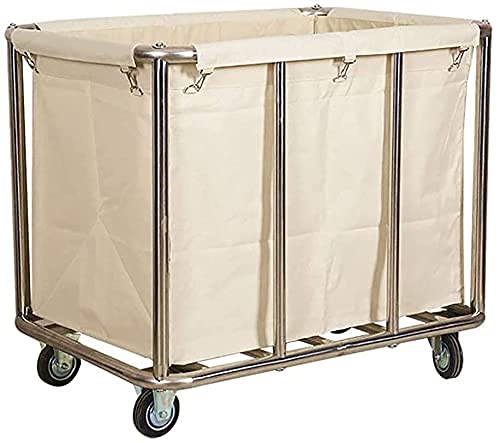 DFEDHF Shelf Kitchen Movable Trolleys Heavy Duty Laundry Service Cart with Locking Wheels Stainless Steel Home Laundry Sorter Trolley for Hotel Restaurant Warehouse/Brown