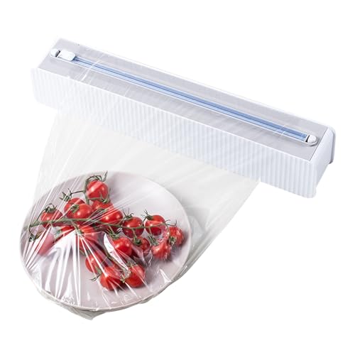 Dispensador De Film - Soporte Y Cortador De Papel Aluminio | con Ventosas De Pegatina Sin Dejar Marca Soporte para Rollos para Envolver Carnes En Restaurante Embalar Aperitivos