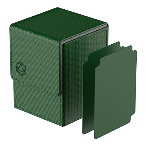 Pulchra Card Deck Box with 2 Dividers per Holder for TCG Large Size Holds up to 100+ Cards (Dice Design,Green) - Image 2