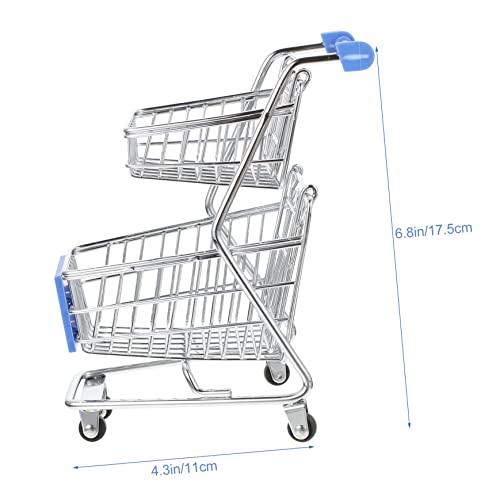 Stobok Shopping Cart Supermarket Decor Mini Cart Storage Shopping Prop Desktop For Decoration Small Model Toy Tey Handcart Hand Photo Basket Kids Plastic Containers #TOP2