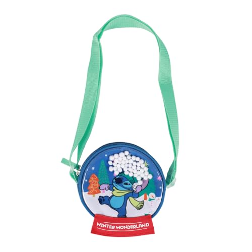 Sac bandoulière Stitch Disney bleu 14 cm motif boule à neige unique