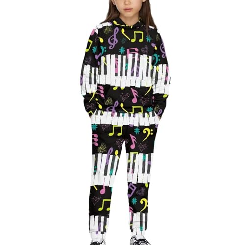 ORGYPET Boys Jogging Suits S Youths Pullover Sweatshirts 2024 Trendy Fashionable Versatile Kids Sweatsuit Youths Oversized Sweatshirt Keep Children Fresh All Day Long, Piano Music Note