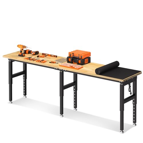 Adjustable 96 Heavy-Duty Workbench with Power Outlet
