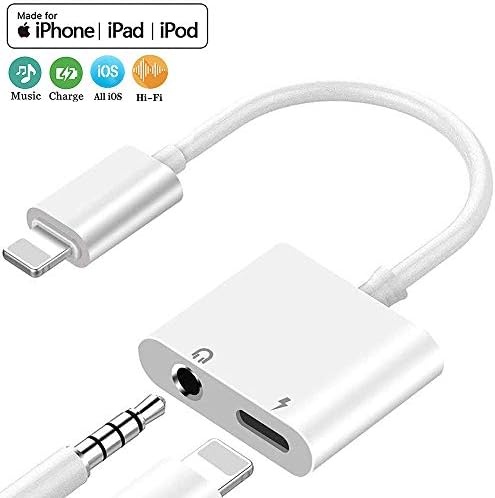 Headphone Adapter for iPhone Charger Jack AUX Audio 3.5 mm Jack Adapter for iPhone Adapter Compatible with iPhone 7/7Plus/8/8Plus/X/XS/Xs Max/10/XR Dongle Accessory Connector Compatible All iOS System
