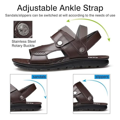 CLSQLXYJZC Summer Plus Size Sandals, Men's Slip on Breathable Open Toe Soft-Soled Beach Shoes with Arch Support, Lightweight Non-Slip Sports Flat Beach Shoes, for Hiking, Poolside Travel Camping2