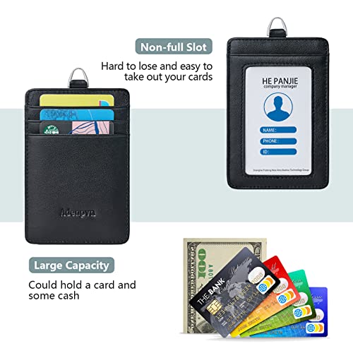 Genuine Leather Id Badge Holder With Lanyard,Soft Leather Id Card Holder,Up To 20 Colors And Leather Grains To Choose,Frommultiple Card Slots,Vertical Work Name Badge Case #TOP2