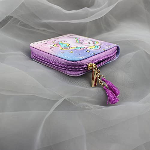 Mayebridge Cute Rainbow Unicorn Wallet For Gilrs Christmas Gift Unicorn Coin Purse Women’s Printed Zip Around Wallet Girls Christmas Gift(Purple Unicorn0514) #TOP4