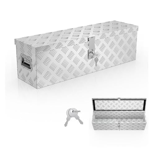 Aufun Truckbox 38L Werkzeugbox Aufbewahrungsbox Aluminiumkoffer Transportbox, Deichselkasten für PKW Anhänger LKW Nutzfahrzeuge Staubox Werkzeugkiste...
