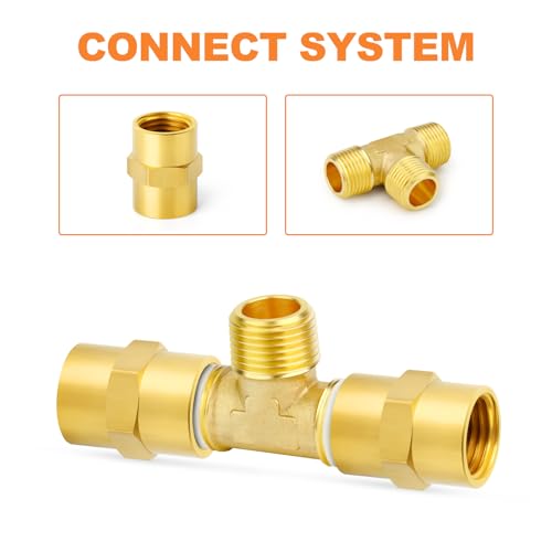 Image of GASHER 2PCS Brass Male Tee Pipe Fitting T Adapter, 3 Way Brass Fitting 1 /8 inch x 1 /8 inch x 1 /8 inch NPT T Fitting